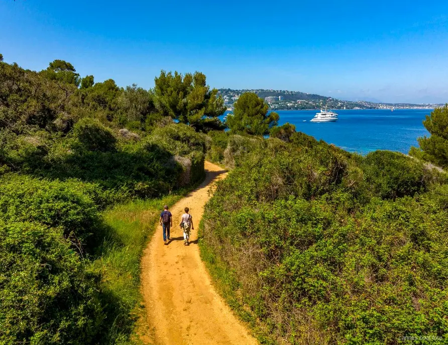 Coastal view of the Cannes bay from Sainte-Marguerite Island